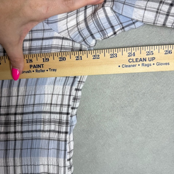Melrose and Market Women’s Plaid Seersucker Blazer Light Blue White Size Small - Picture 2 of 10